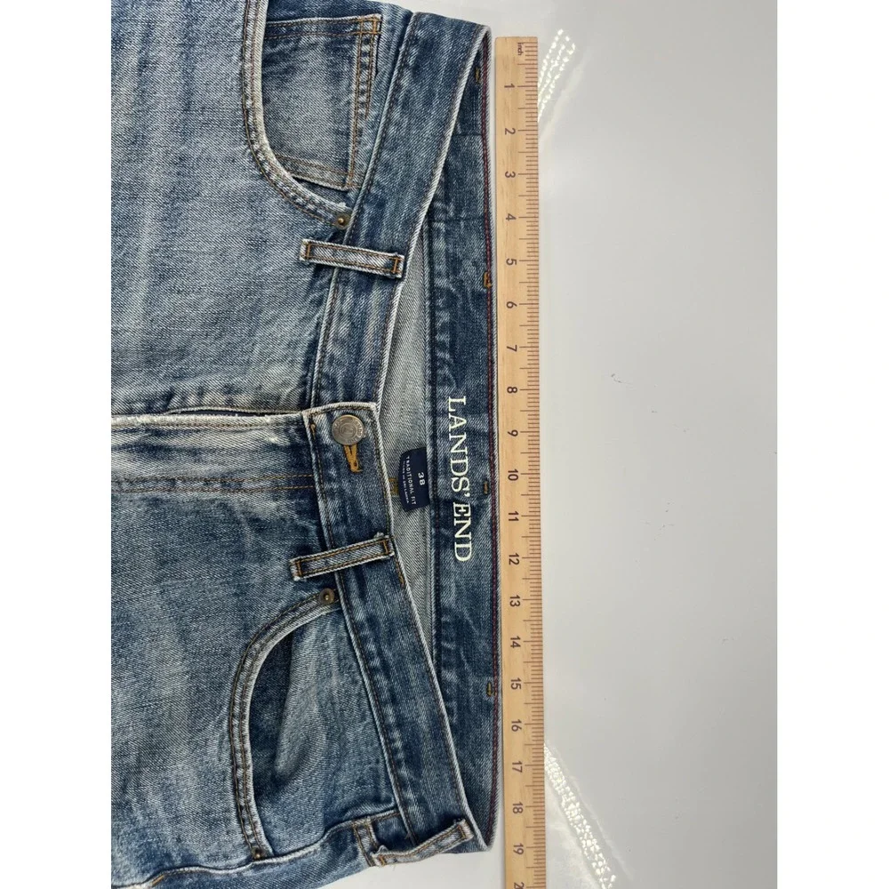 Lands End Traditional Fit Mens Jeans 38x30 Medium Wash Straight Leg Denim